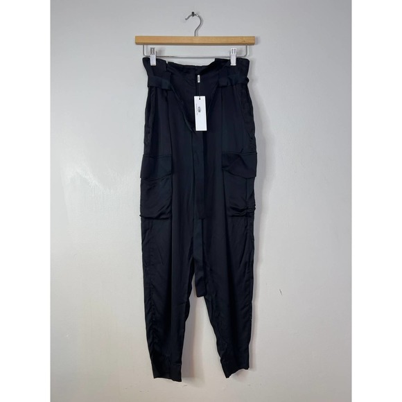 L'Agence Roxy Paperbag Cargo Cropped Pants Women's Black Size: 0 NWT - Picture 2 of 8